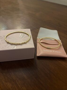 Adina Eden Gold Crystal-Accent and Beaded Bangle Set